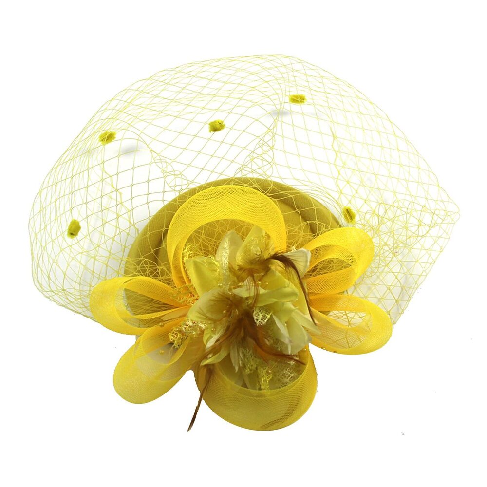 4128 Women's Fascinators Hat,veil Feather Hair Clip,vintage Flower Mesh